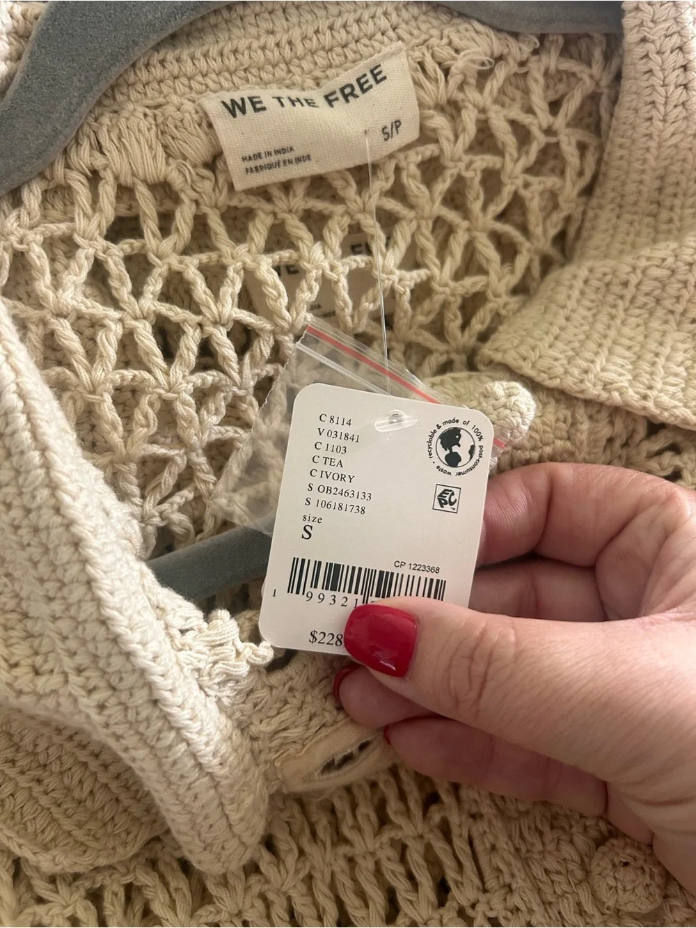 NWT Free People Dahlia Crochet Polo Shirt